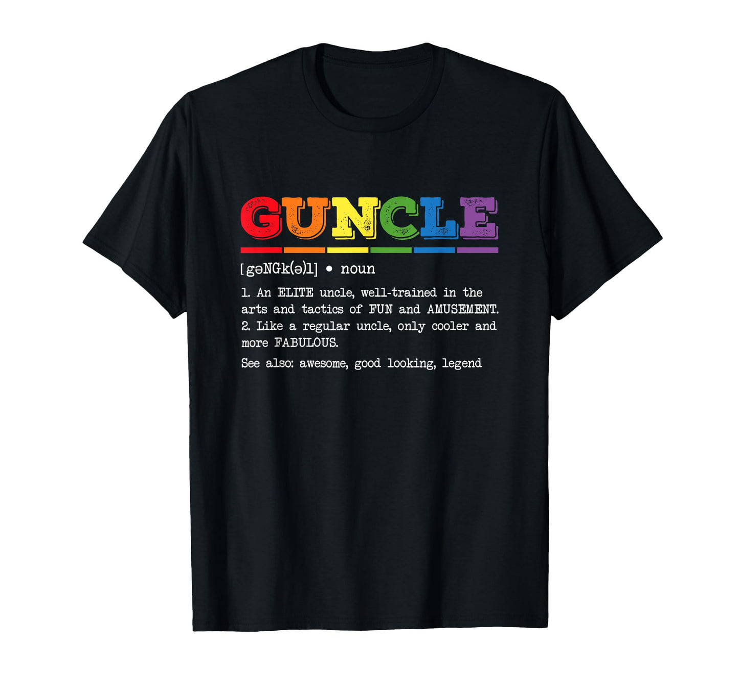 180g pure cotton round neck single side printed T-shirt, funny guncle definition proud gay uncle LGBTQ pride rainbow t-shirt, casual t-shirts for men and women, perfect t-shirt for holiday gifts, Christmas gifts, 2025 gifts, New Year gifts