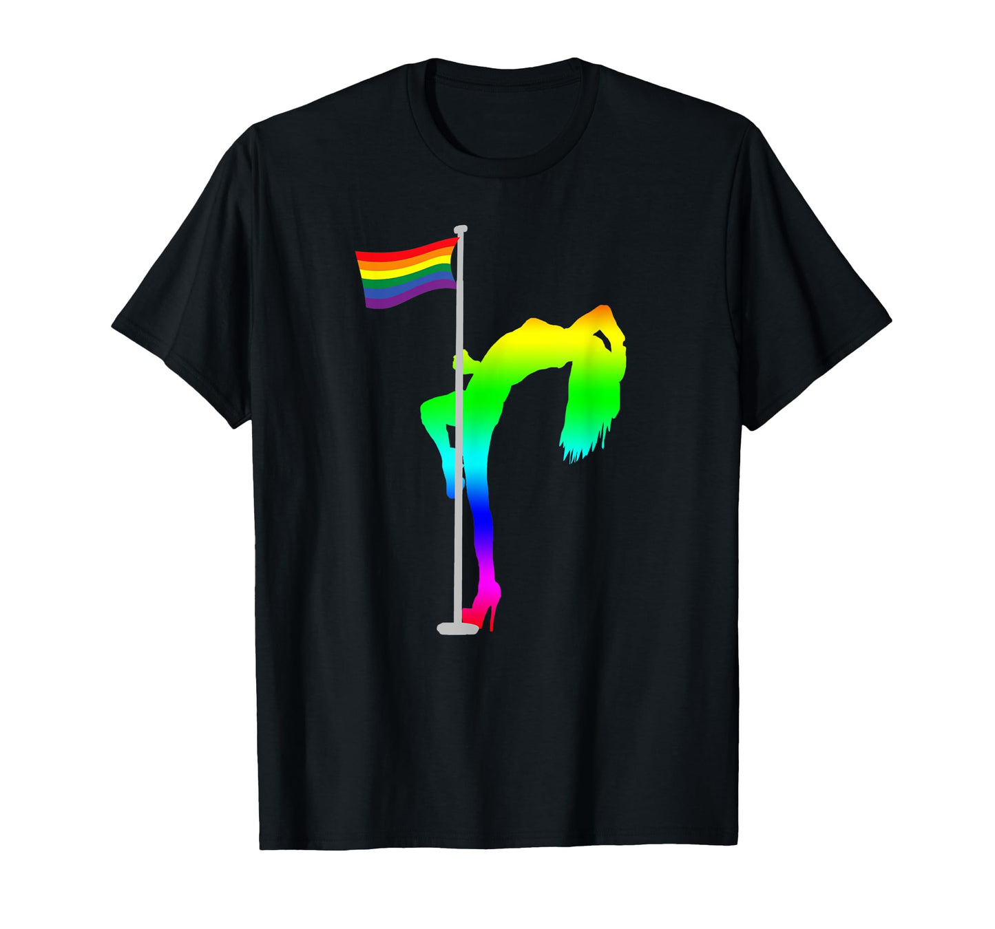 180g pure cotton round neck single side printed T-shirt, LGBT pole dance rainbow dancer gay pride stripper T-shirt, casual T-shirt for men and women, perfect T-shirt for holiday gift, Christmas gift, 2025 gift, New Year gift