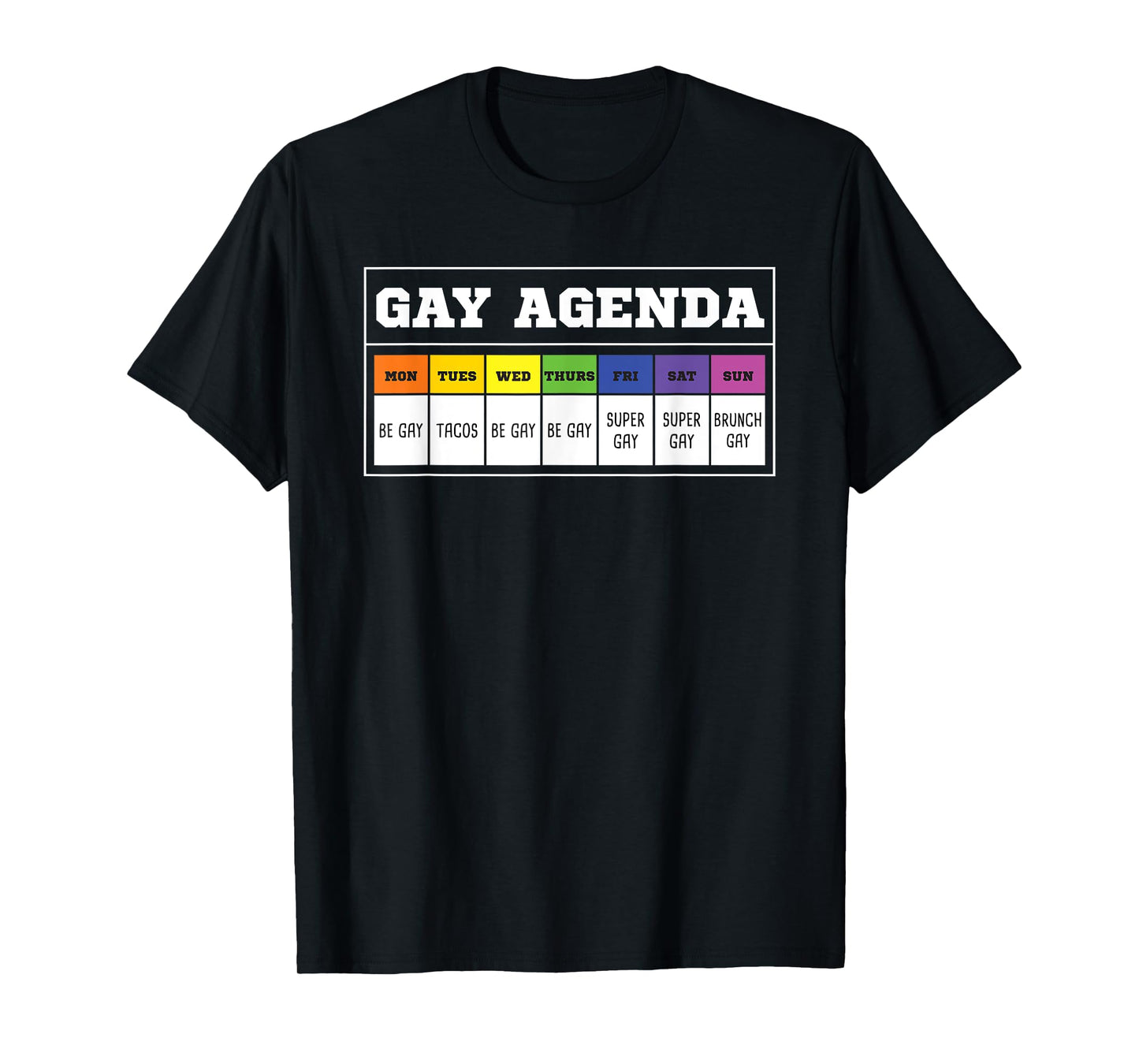 180g pure cotton round neck single side printed T-shirt, gay agenda funny T-shirt, casual T-shirt for men and women, perfect T-shirt for holiday gifts, Christmas gifts, 2025 gifts, New Year gifts