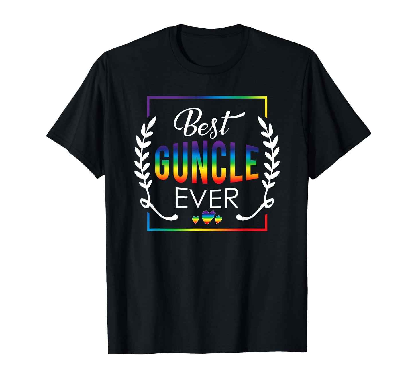 180g Cotton Round Neck Single Side Printed T-Shirt, Funny Gay Uncle T-Shirt Gifts - Best Guncle LGBT Shirt Ever, Casual T-Shirts for Men and Women, Perfect T-Shirts for Holiday Gifts, Christmas Gifts, 2025 Gifts, New Year Gifts