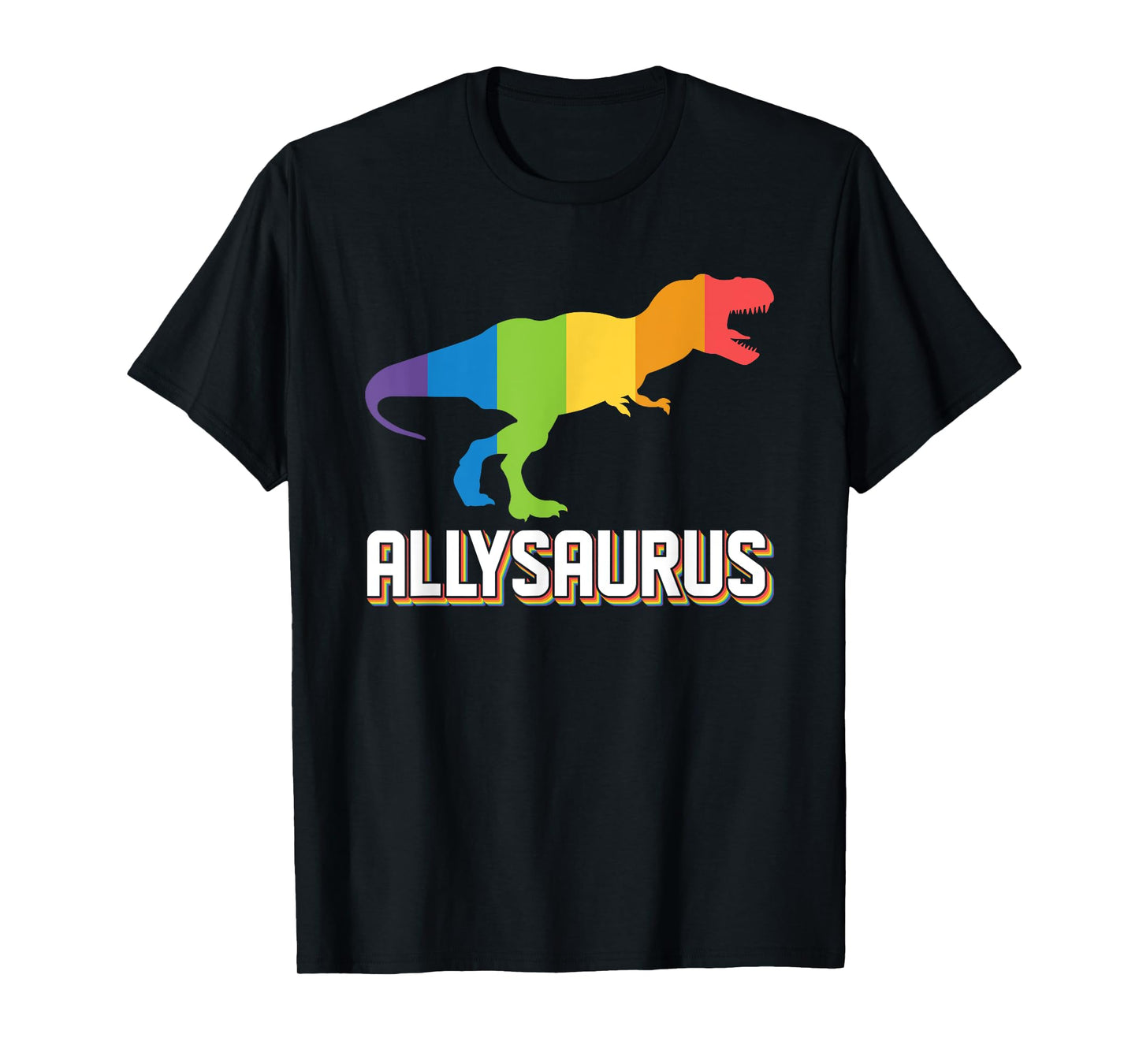 180g pure cotton round neck single side printed T-shirt, Allysaurus Rex LGBTQ+ Proud Ally gay pride parade T-shirt, casual T-shirt for men and women, perfect T-shirt for holiday gifts, Christmas gifts, 2025 gifts, New Year gifts