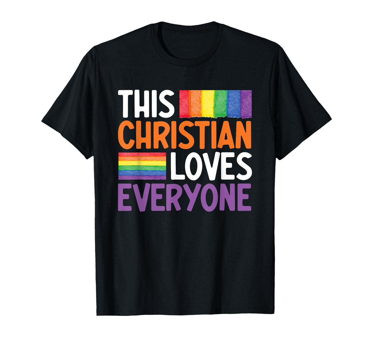 180g cotton round neck single side printed t-shirt, this christian loves everyone funny gay christian gay jesus t-shirt, casual t-shirt for men and women, perfect t-shirt for holiday gift, Christmas gift, 2025 gift, New Year gift