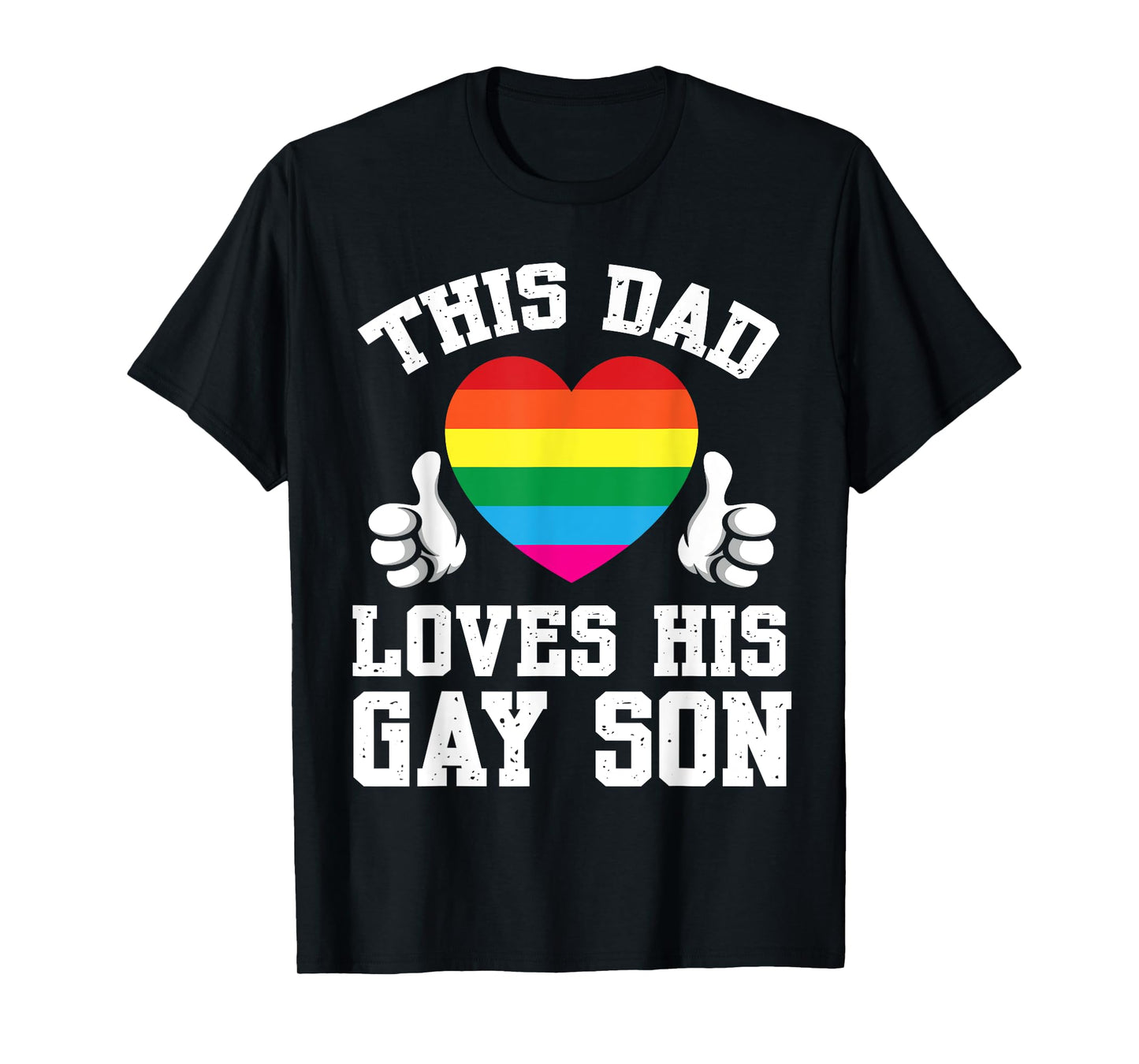 180g pure cotton round neck single side printed T-shirt, palm LGBT support pride this dad loves his gay son dad T-shirt, casual T-shirts for men and women, perfect T-shirt for holiday gifts, Christmas gifts, 2025 gifts, New Year gifts