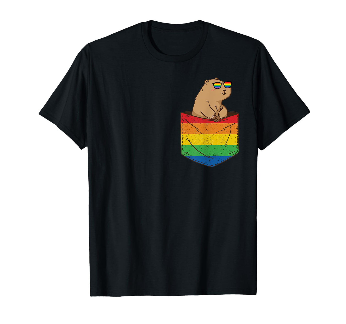 180g cotton round neck single side printed t-shirt, funny pocket rodent LGBT animal rainbow flag gay pride t-shirt, casual t-shirt for men and women, perfect t-shirt for holiday gift, Christmas gift, 2025 gift, New Year gift