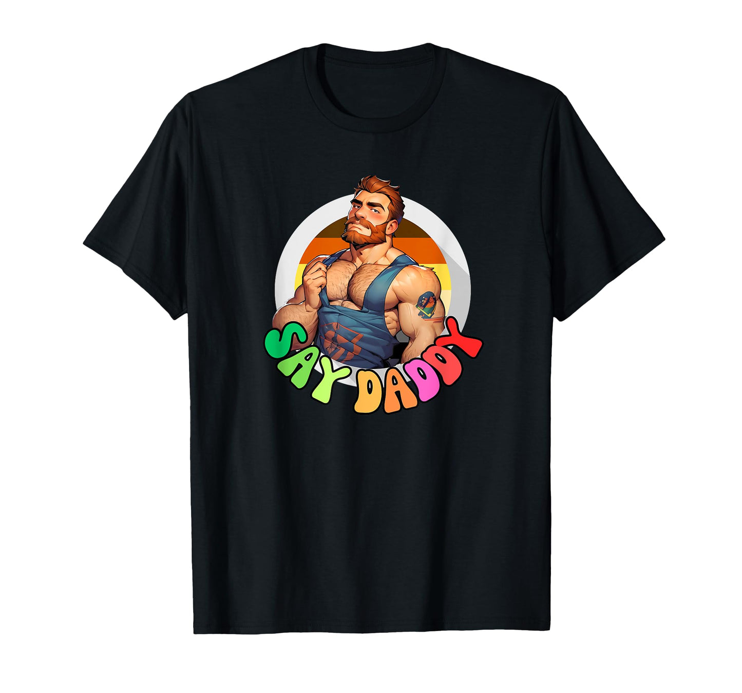 180g pure cotton round neck single side printed t-shirt, LGBTQ furry bear pride ginger gay bear say daddy parade t-shirt, casual t-shirt for men and women, perfect t-shirt for holiday gift, Christmas gift, 2025 gift, New Year gift