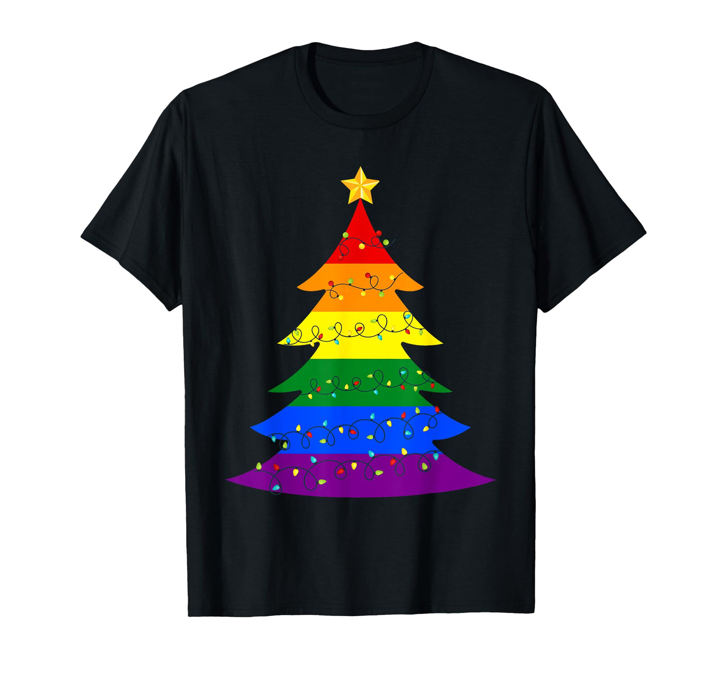 180g pure cotton round neck single side printed T-shirt, LGBTQ pride rainbow flag gay Christmas tree Christmas gift T-shirt, casual T-shirt for men and women, perfect T-shirt for holiday gifts, Christmas gifts, 2025 gifts, New Year gifts