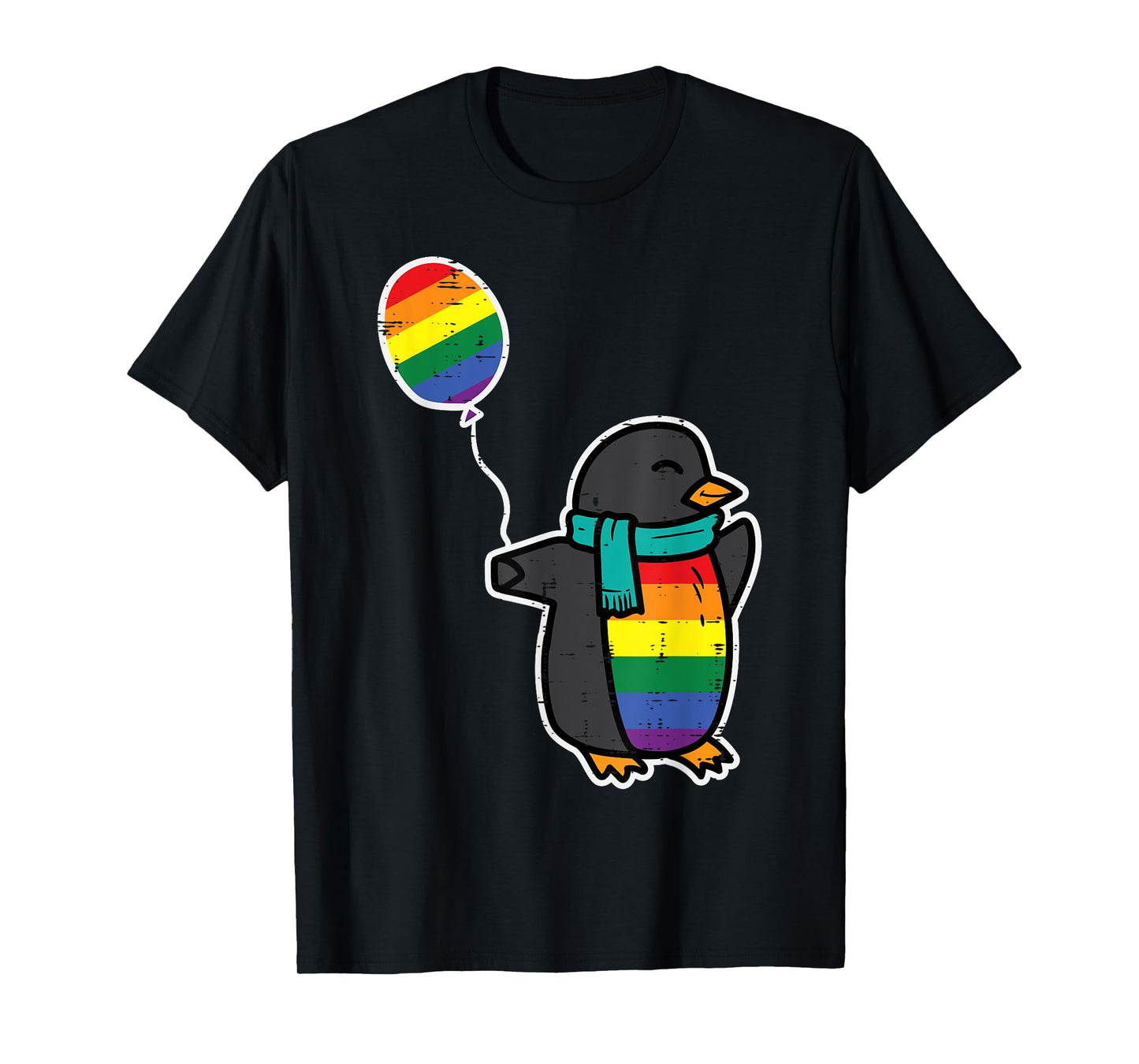 180g cotton round neck single side printed t-shirt, rainbow flag penguin cute gay pride ally LGBTQ month women's t-shirt, casual t-shirts for men and women, perfect t-shirt for holiday gifts, Christmas gifts, 2025 gifts, New Year gifts