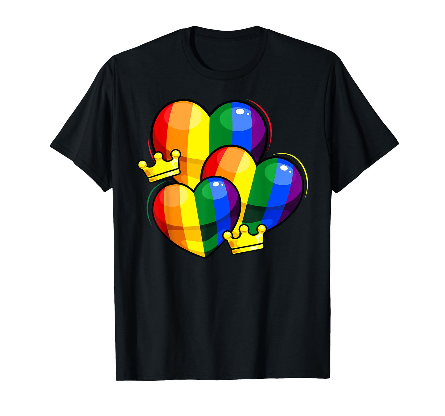 180g pure cotton round neck single side printed T-shirt, rainbow heart crown LGBT-Q cute rainbow flag gay pride ally T-shirt, casual T-shirt for men and women, perfect T-shirt for holiday gifts, Christmas gifts, 2025 gifts, New Year gifts