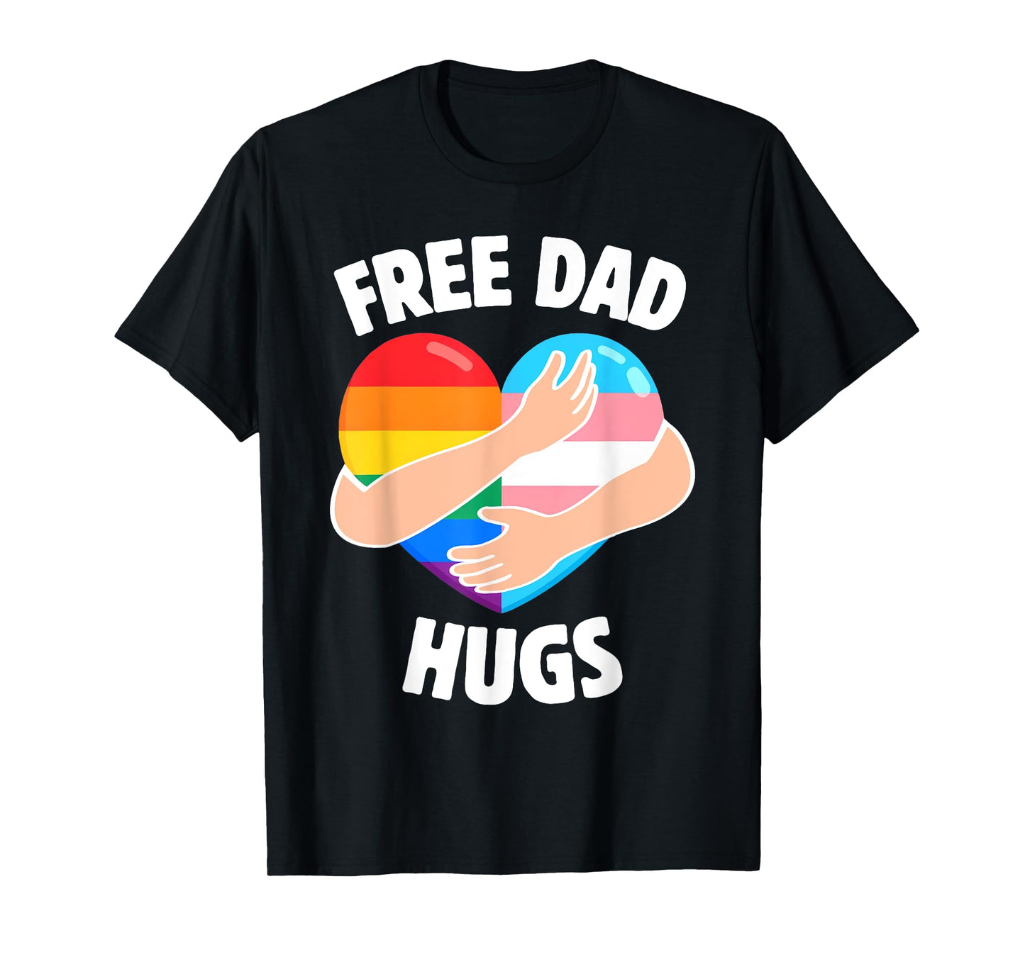 180g pure cotton round neck single-sided printed T-shirt, free dad hug support LGBTQ+ gay pride month men and women T-shirt, casual T-shirt suitable for men and women, perfect T-shirt for holiday gifts, Christmas gifts, 2025 gifts, New Year gifts