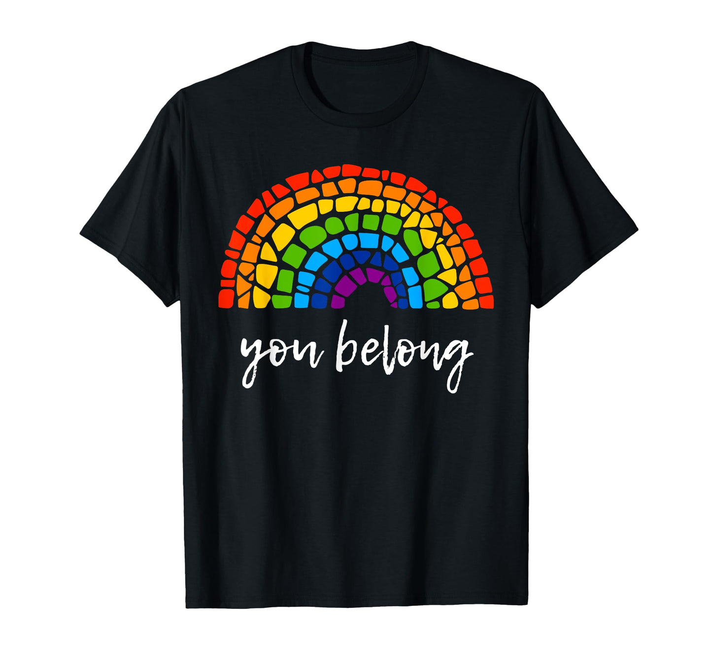 180g pure cotton round neck single-sided printed T-shirt, you belong: LGBTQ+ rainbow gay pride T-shirt, casual T-shirt for men and women, perfect T-shirt for holiday gifts, Christmas gifts, 2025 gifts, New Year gifts