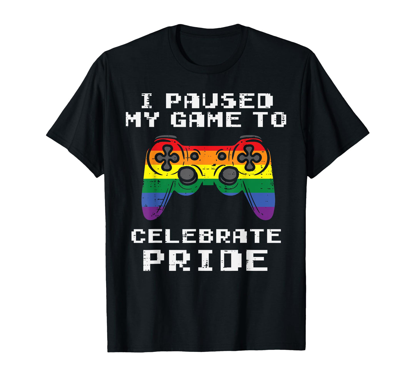 180g cotton round neck single side printed t-shirt, pause my game celebrate pride gay rainbow flag LGBTQ gamer t-shirt, casual t-shirt for men and women, perfect t-shirt for holiday gift, Christmas gift, 2025 gift, New Year gift