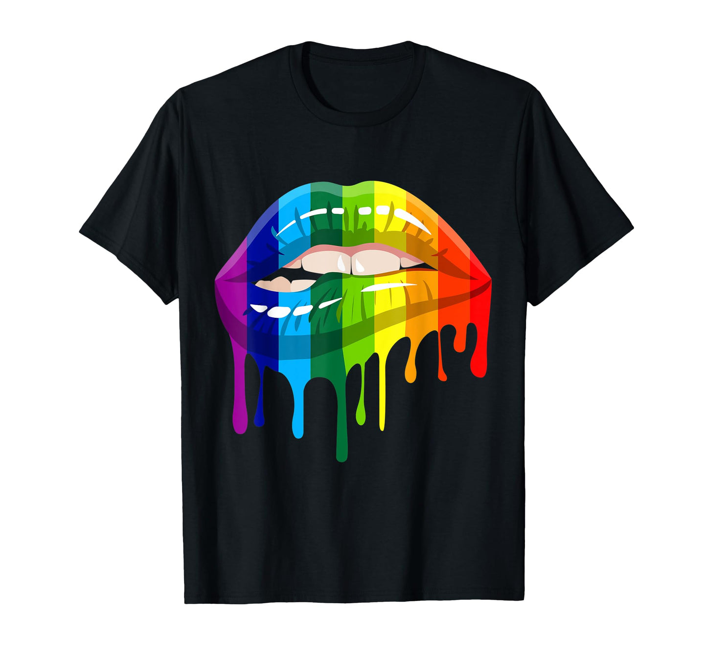 180g pure cotton round neck single side printed T-shirt, LGBT rainbow lips gay pride sexy cool T-shirt, casual T-shirt for men and women, perfect T-shirt for holiday gifts, Christmas gifts, 2025 gifts, New Year gifts