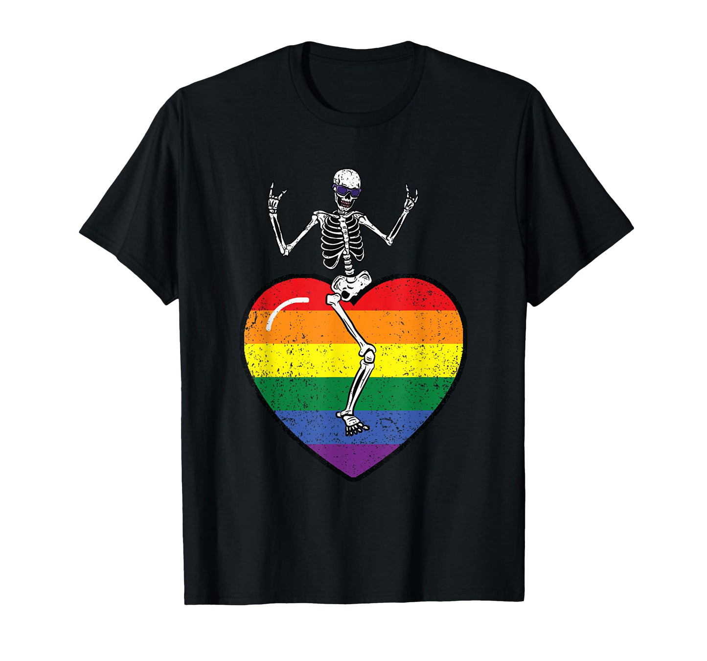 180g pure cotton round neck single side printed T-shirt, skull gay pride heart LGBT-Q rainbow flag men's and women's T-shirt, casual T-shirts for men and women, perfect T-shirt for holiday gifts, Christmas gifts, 2025 gifts, New Year gifts