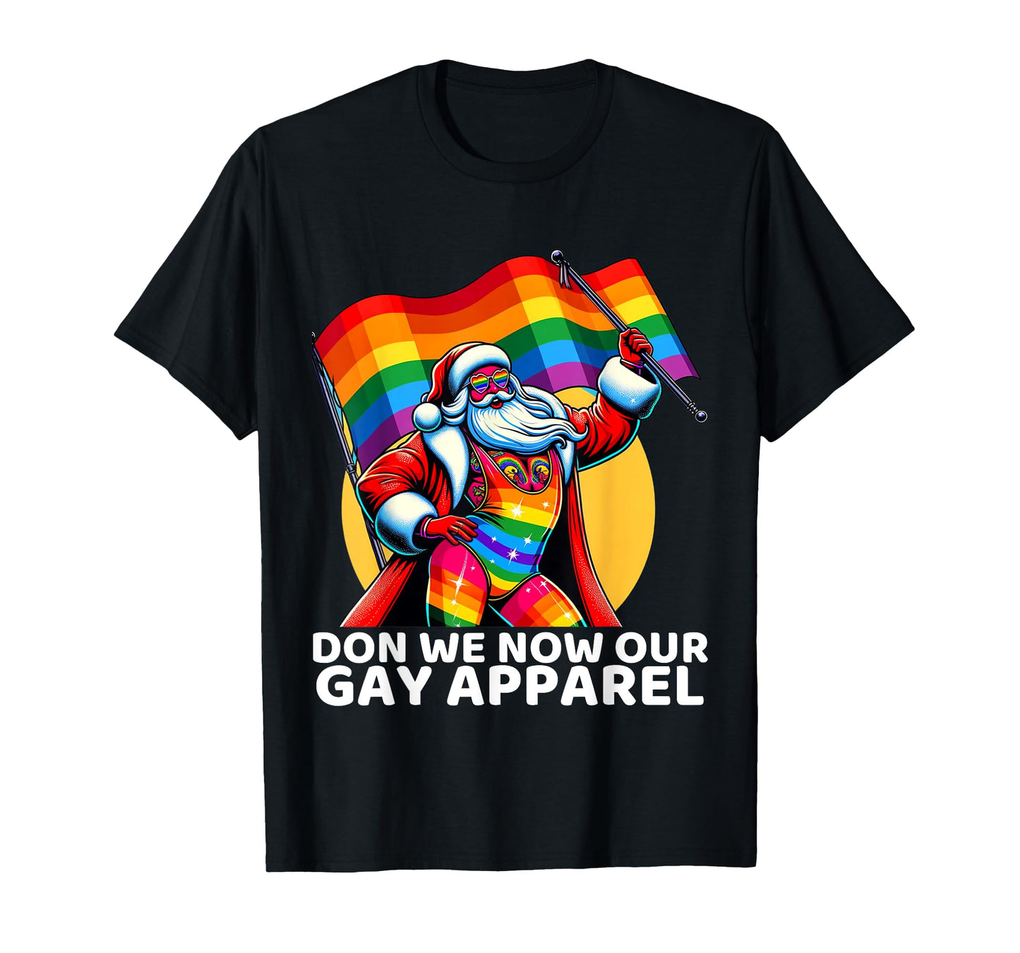 180g pure cotton round neck single side printed T-shirt, Don We Now our gay clothing gay Santa Claus LGBTQ Christmas T-shirt, casual T-shirts for men and women, perfect T-shirt for holiday gifts, Christmas gifts, 2025 gifts, New Year gifts
