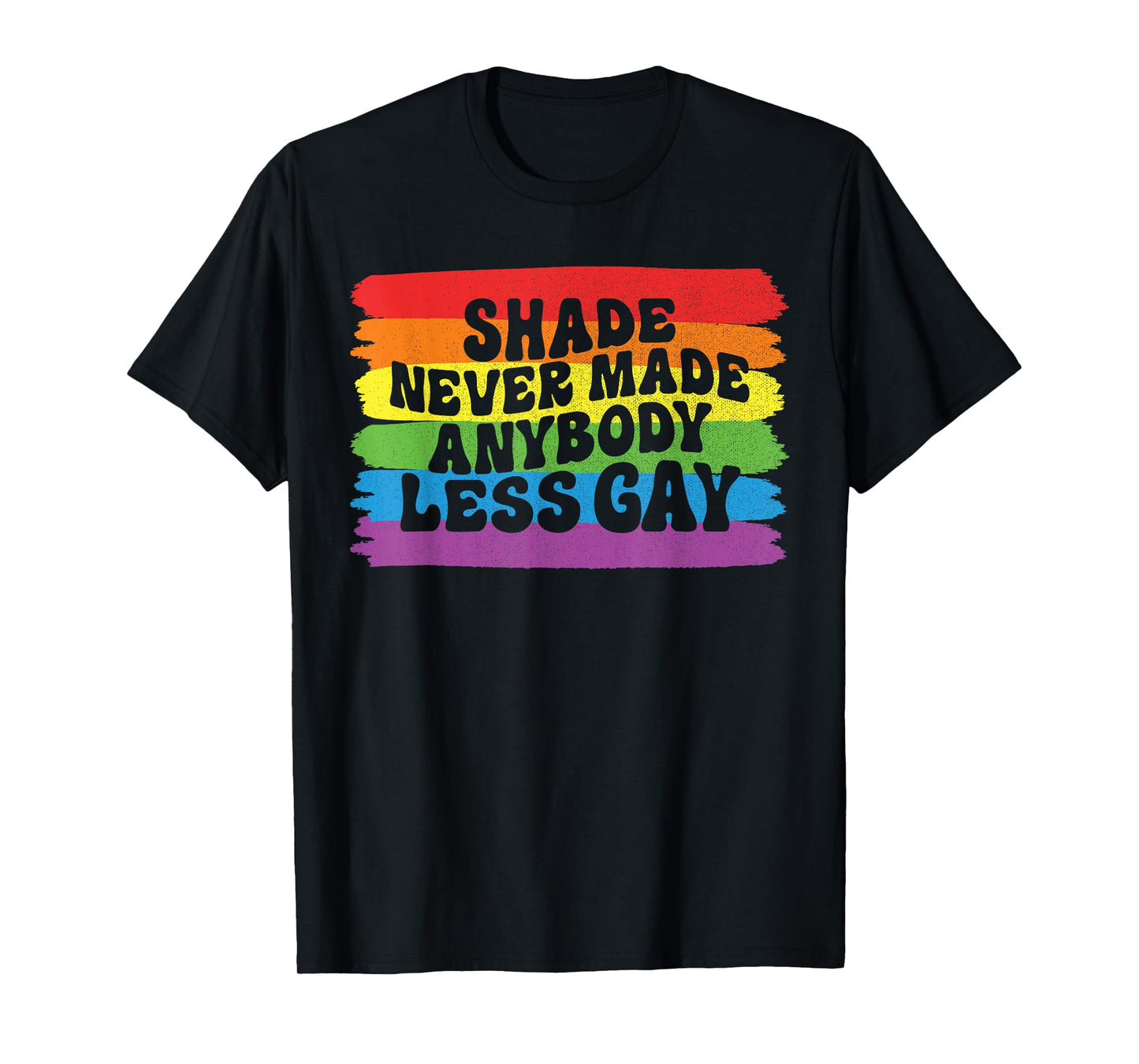 180g cotton round neck single side printed t-shirt, shades never made anyone less gay rainbow LGBTQ Pride Month t-shirt, casual t-shirts for men and women, perfect t-shirt for holiday gifts, Christmas gifts, 2025 gifts, New Year gifts