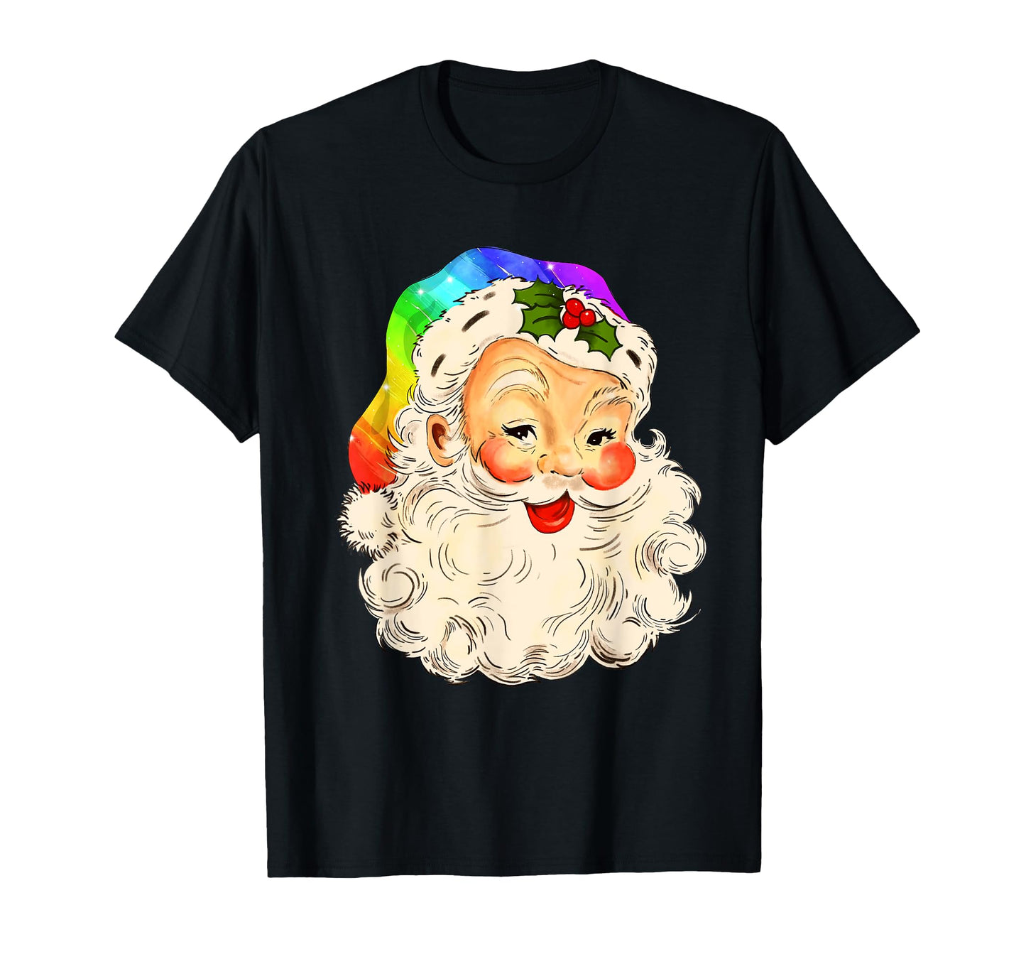 180g pure cotton round neck single side printed T-shirt, vintage LGBT flag Santa Claus Christmas gay and lesbian pajama T-shirt, casual T-shirt for men and women, perfect T-shirt for holiday gift, Christmas gift, 2025 gift, New Year gift
