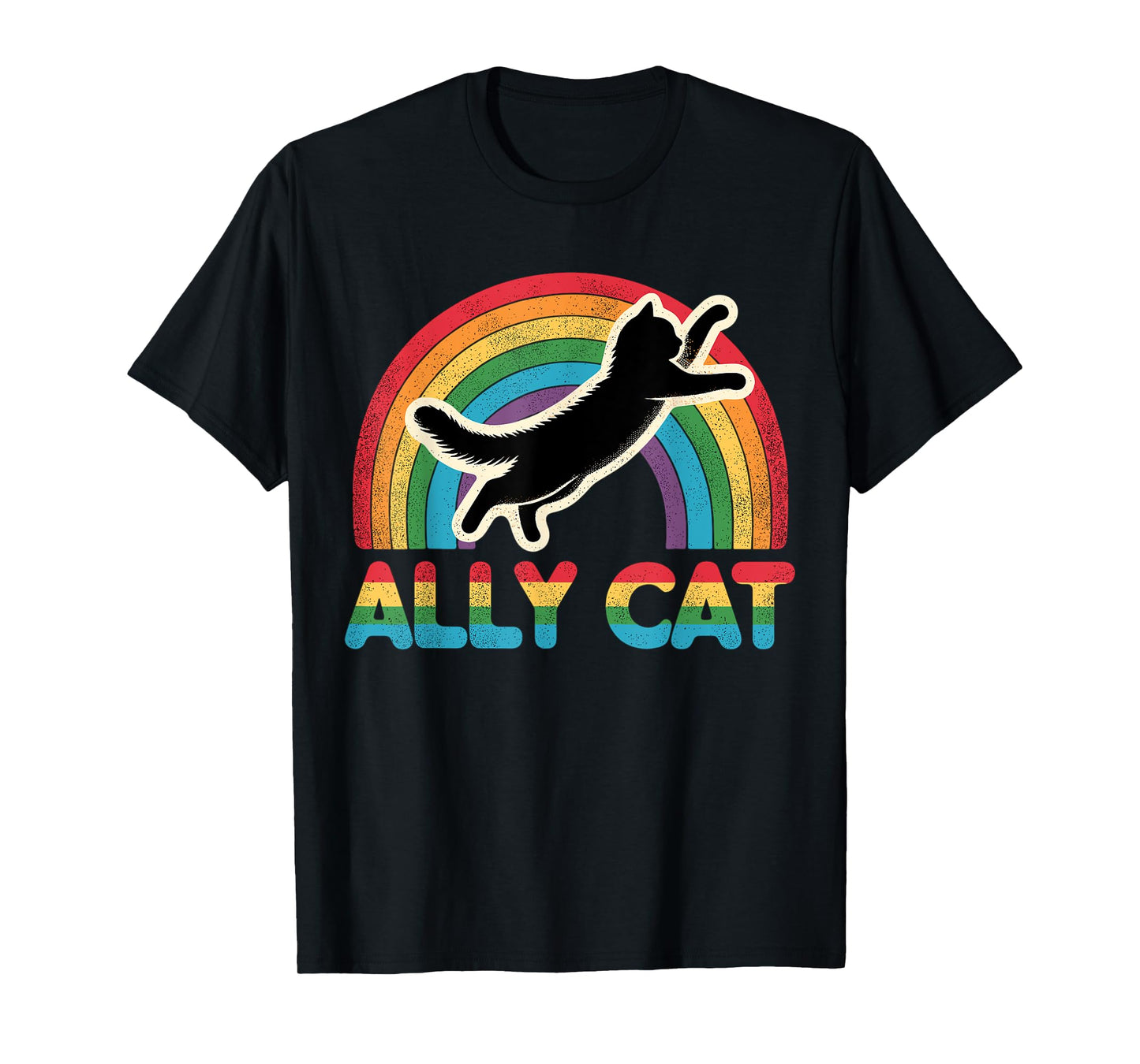 180g cotton round neck single side printed t-shirt, rainbow flag cat cartoon gay pride month LGBTQ ally t-shirt, casual t-shirt for men and women, perfect t-shirt for holiday gift, Christmas gift, 2025 gift, New Year gift