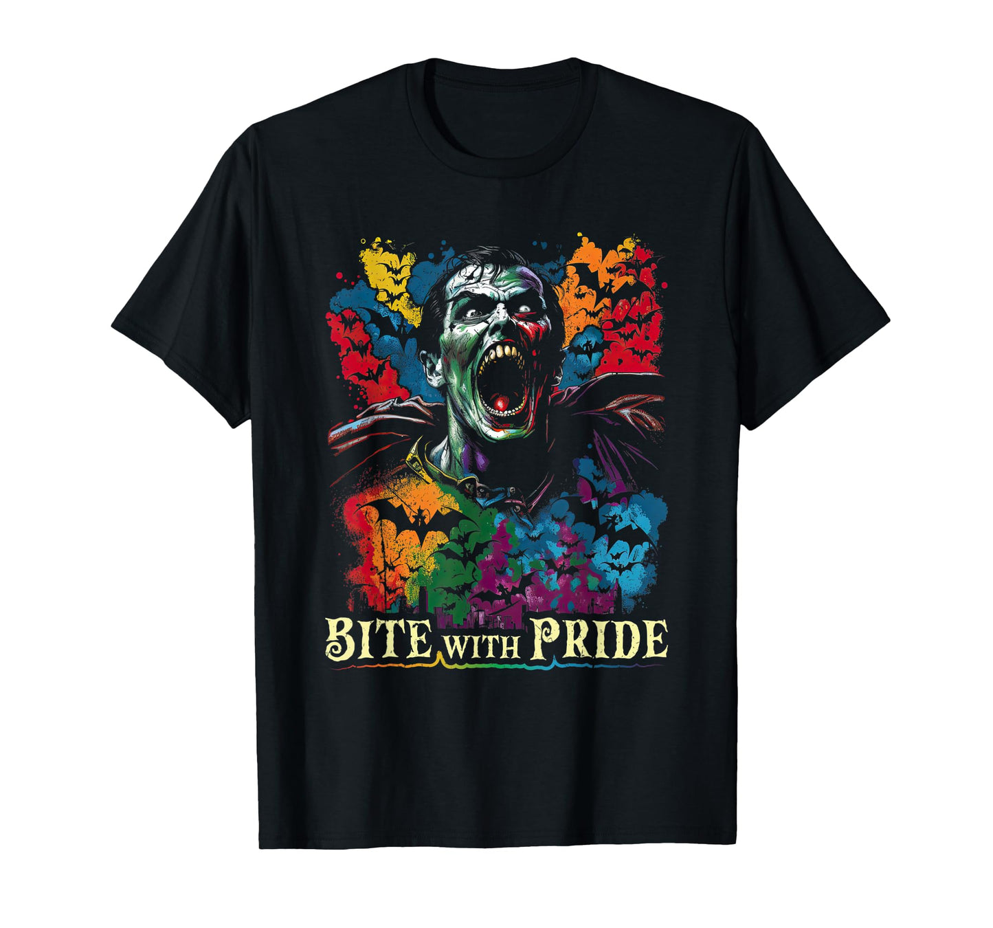 180g cotton round neck single side printed t-shirt, gothic gay pride dracula bite pride, LGBTQ gothic vampire t-shirt, casual t-shirt for men and women, perfect t-shirt for holiday gift, Christmas gift, 2025 gift, New Year gift