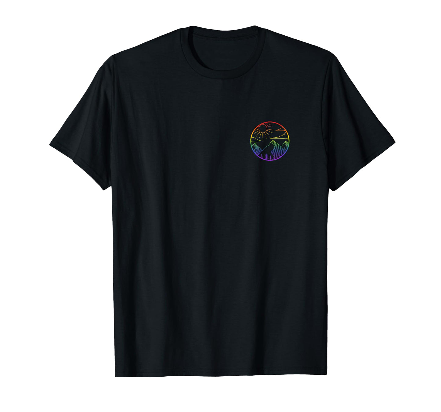 180g cotton round neck single side printed t-shirt, mountain outdoor subtle pride logo hiking sunset LGBT gay t-shirt, casual t-shirt for men and women, perfect t-shirt for holiday gift, Christmas gift, 2025 gift, New Year gift