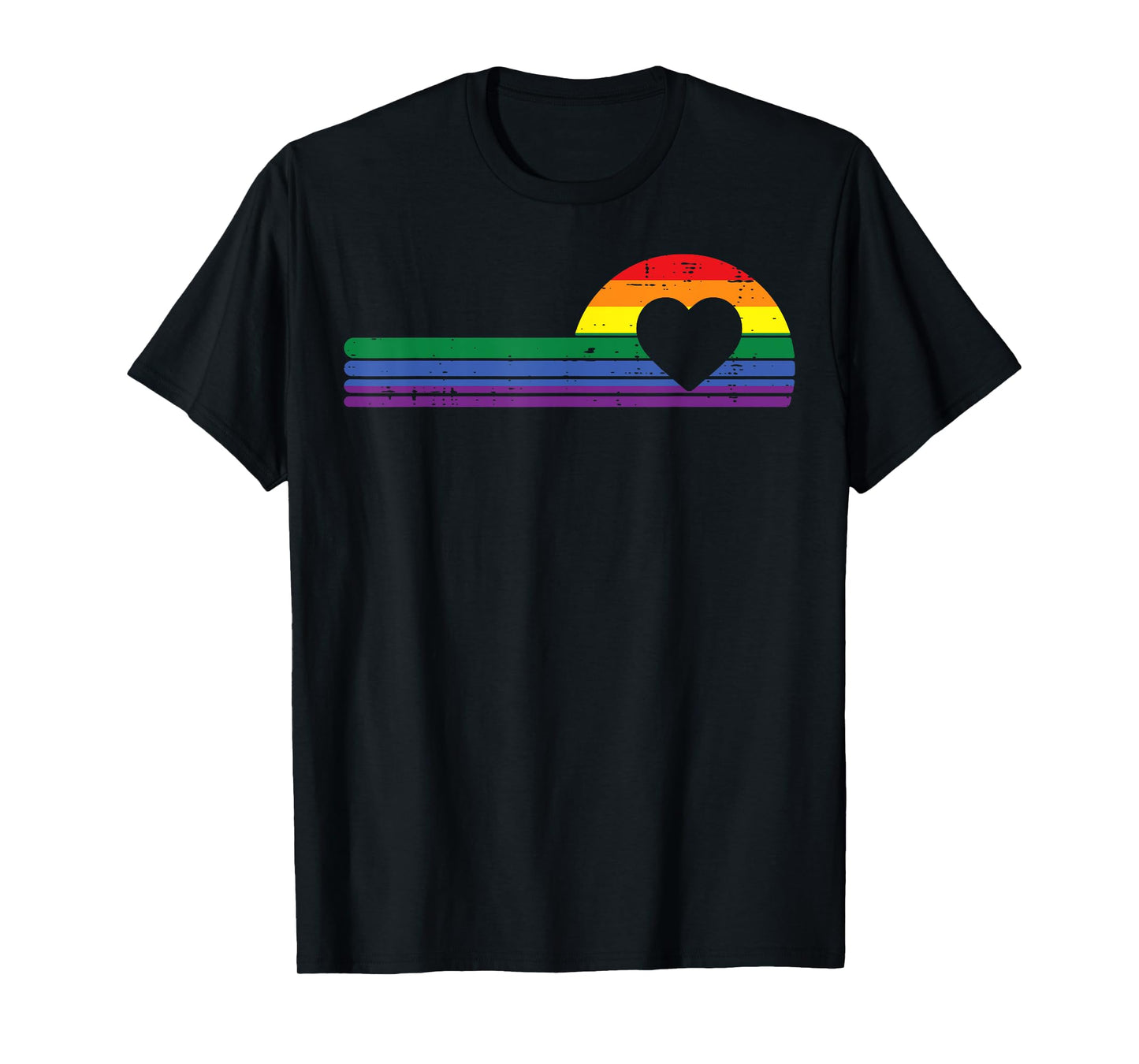 180g pure cotton round neck single-sided printed T-shirt, retro heart-shaped love LGBTQ rainbow flag gay pride pride ally T-shirt, casual T-shirt suitable for men and women, perfect T-shirt for holiday gifts, Christmas gifts, 2025 gifts, New Year gifts
