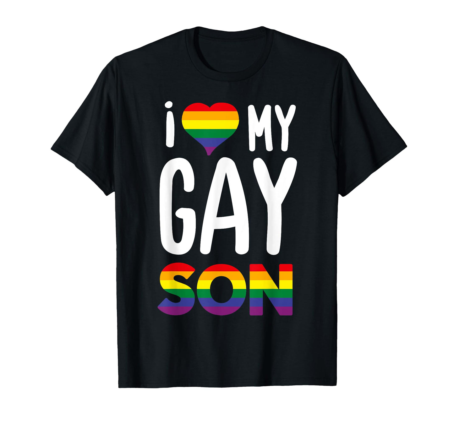 180g cotton round neck single side printed t-shirt, I love my gay son proud ally rainbow heart - gay pride t-shirt, casual t-shirt for men and women, perfect t-shirt for holiday gift, Christmas gift, 2025 gift, New Year gift