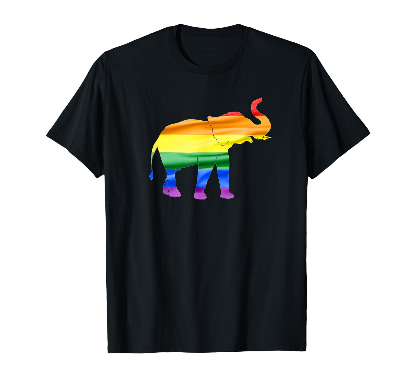 180g pure cotton round neck single side printed T-shirt, colorful elephant rainbow flag gay pride T-shirt, casual T-shirt for men and women, perfect T-shirt for holiday gifts, Christmas gifts, 2025 gifts, New Year gifts