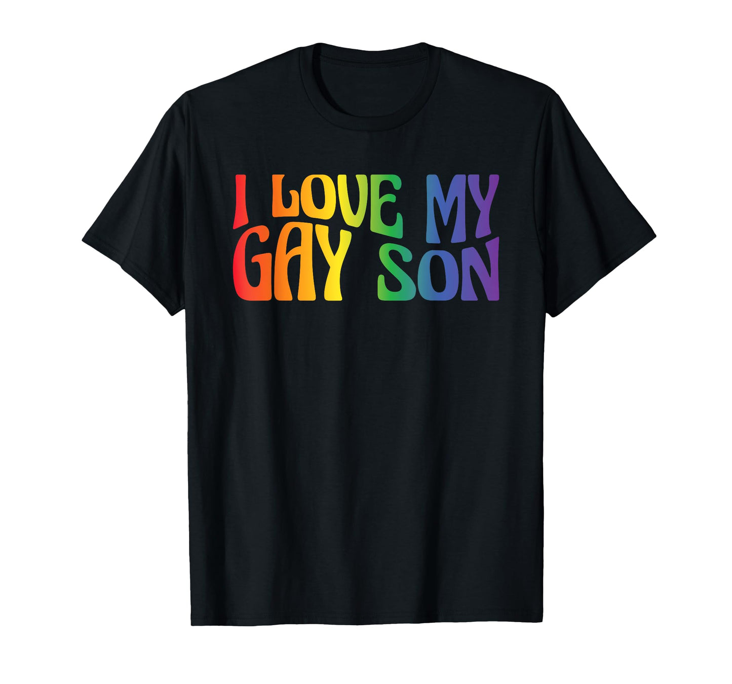 180g pure cotton round neck single-sided printed T-shirt, LGBT Ally gay parents rainbow family I love my gay son T-shirt, casual T-shirts for men and women, perfect T-shirt for holiday gifts, Christmas gifts, 2025 gifts, New Year gifts