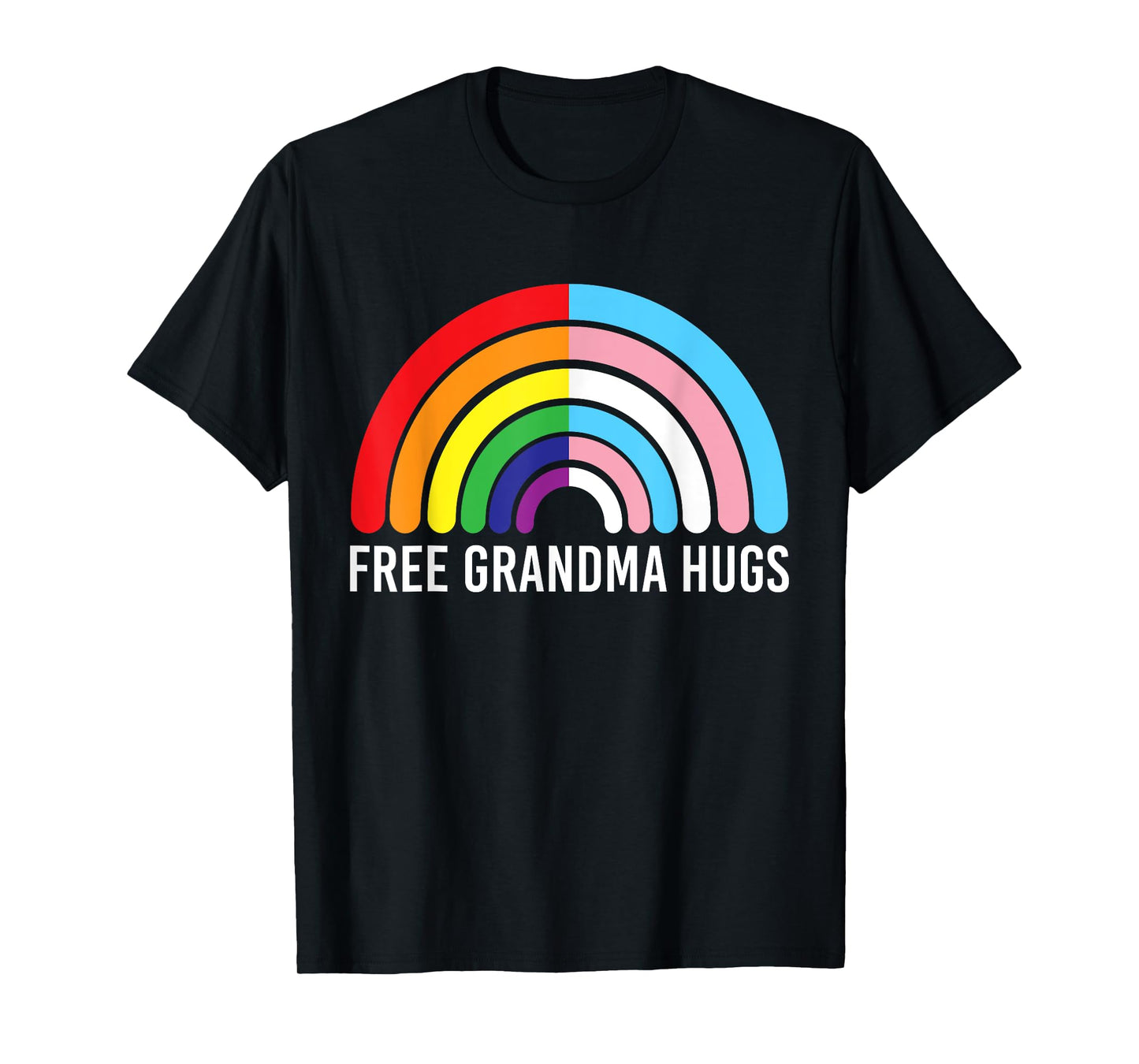 180g pure cotton round neck single side printed t-shirt, free grandma hug rainbow transgender flag LGBTQ gay pride t-shirt, casual t-shirt for men and women, perfect t-shirt for holiday gift, Christmas gift, 2025 gift, New Year gift