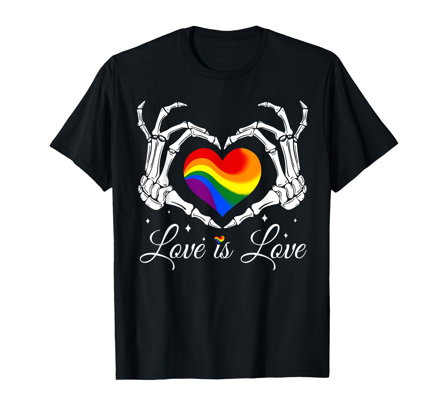 180g pure cotton round neck single-sided printed T-shirt, rainbow skull love is love LGBT gay pride T-shirt, casual T-shirt suitable for men and women, perfect T-shirt for holiday gifts, Christmas gifts, 2025 gifts, New Year gifts