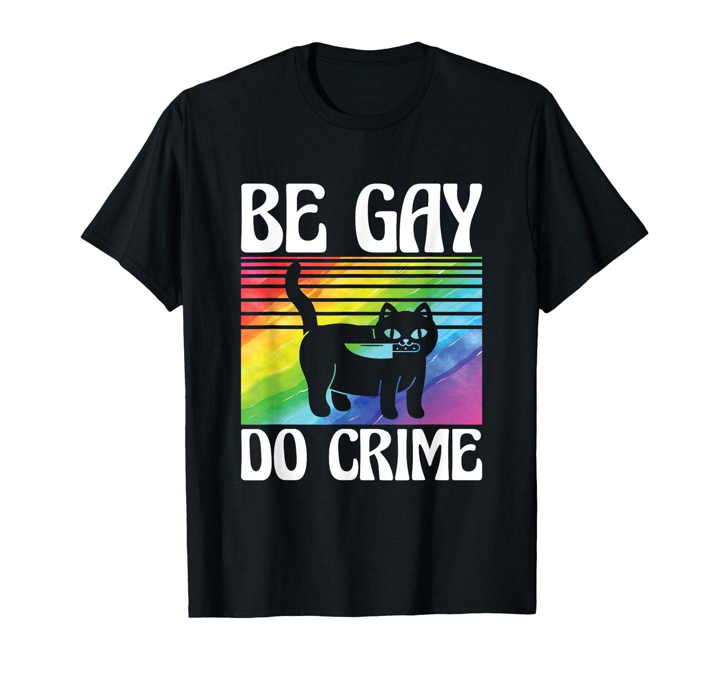 180g pure cotton round neck single-sided printed T-shirt, LGBT Ally Cat Pride Rainbow Kitten Funny Be Gay Do Crime T-shirt, casual T-shirts for men and women, perfect T-shirt for holiday gifts, Christmas gifts, 2025 gifts, New Year gifts