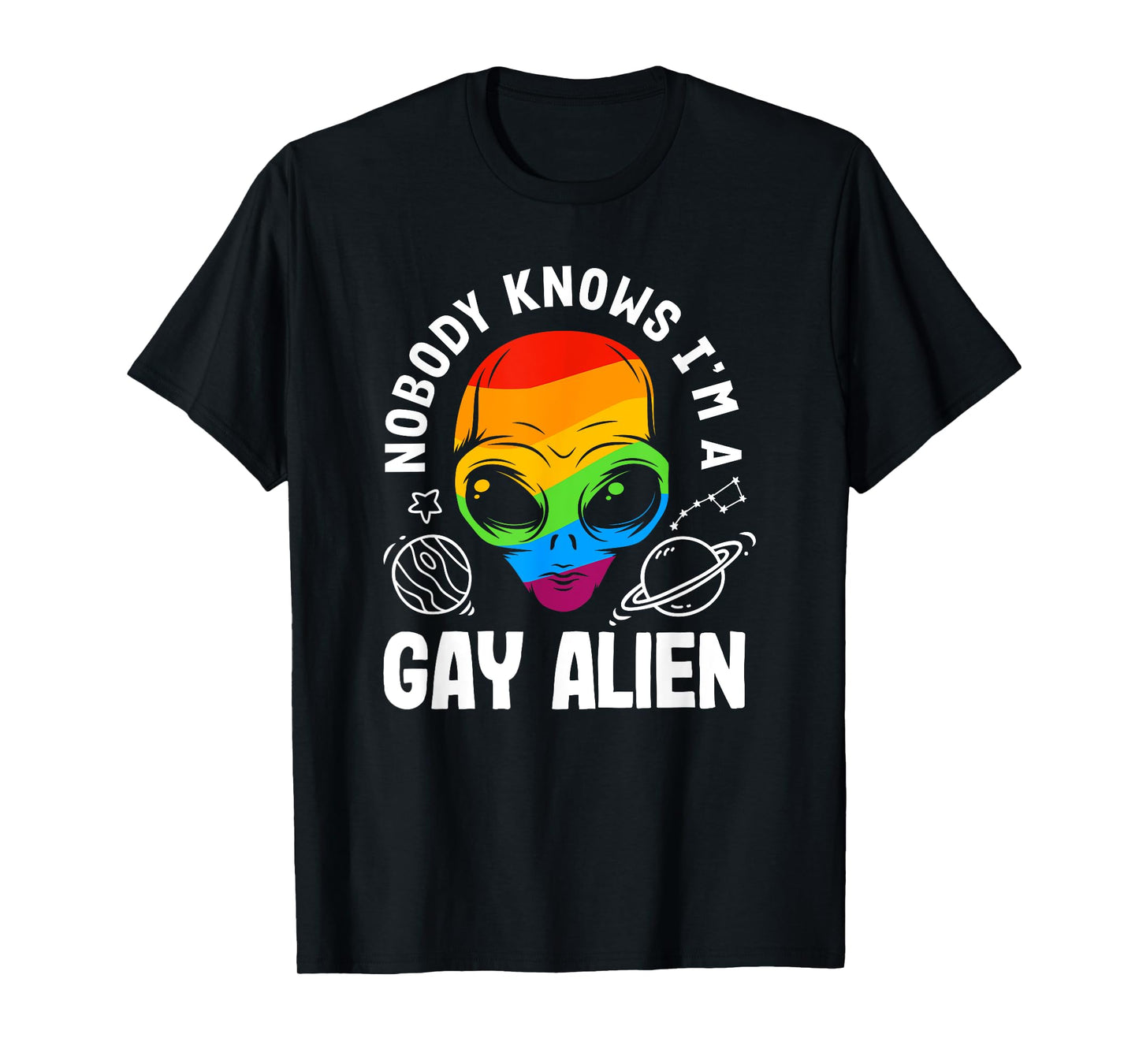 180g pure cotton round neck single side printed t-shirt, no one knows I'm a gay alien funny LGBTQ alien t-shirt, casual t-shirt for men and women, perfect t-shirt for holiday gifts, Christmas gifts, 2025 gifts, New Year gifts
