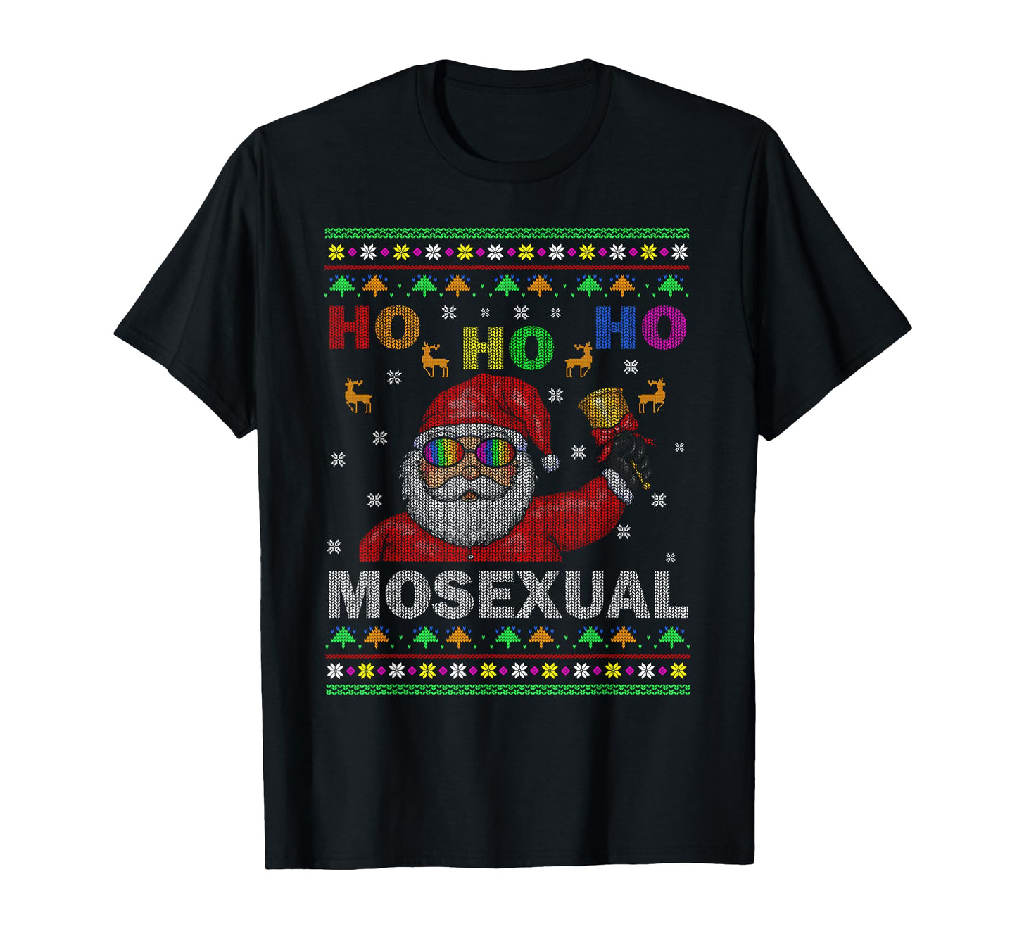 180g pure cotton round neck single side printed T-shirt, Ho Ho Gay Christmas Santa Claus Holiday Gay Pride Pajama T-shirt, Casual T-shirt for men and women, Perfect T-shirt for holiday gift, Christmas gift, 2025 gift, New Year gift